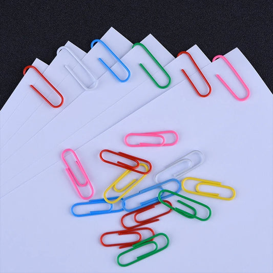 200pcs  28mm Colored Metal Paper Clip Creative Bookmark Office Stationery Cartoon Anti Rust Pin Return Type Needle