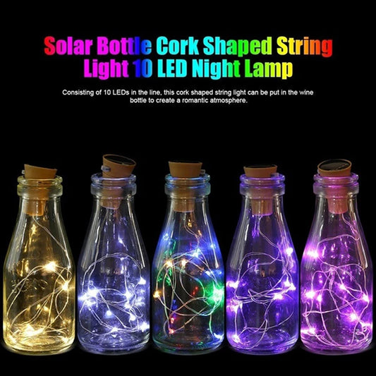Solar Energy Wine Bottle Lights LED Strings Copper Wire Home Party Decoration